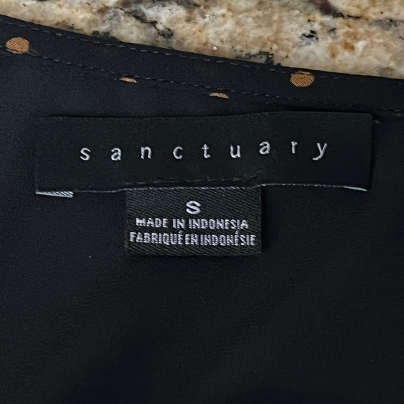 Sanctuary Black Polka Dot  Womens Cori Pullover Blouse Sem Sheer Boho Peasent S - Picture 9 of 10